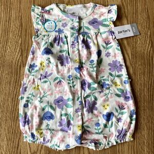 Carters Floral Snap Ruffle Onesie White Floral Ivy 12 Months